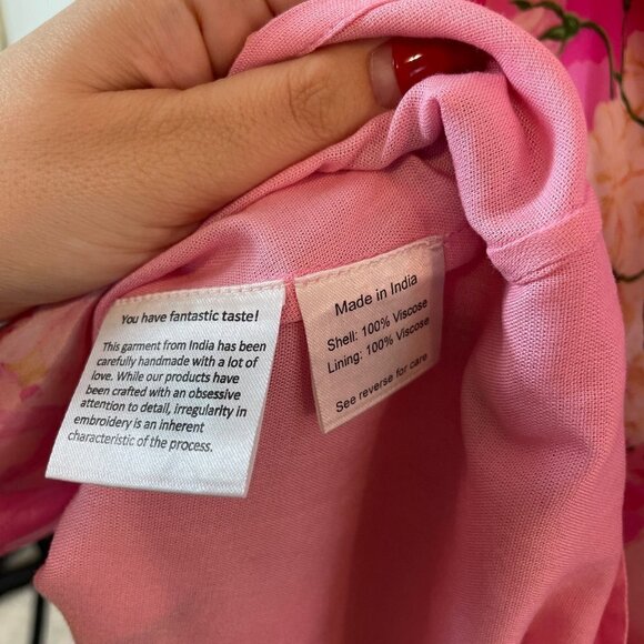 NWT Rococo Sand Leona Floral Print Surplice Neck Ruffle Mini Dress Pink Size XS - Picture 9 of 12